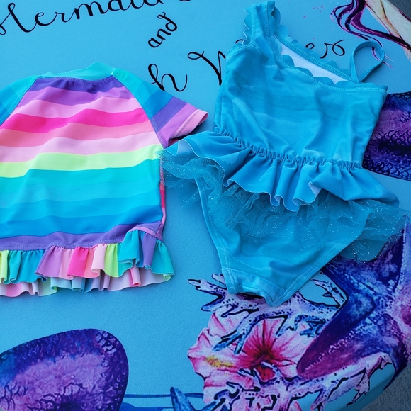 Little Mermaid bathing suit & Mermaid in training top. - Picture 5 of 11